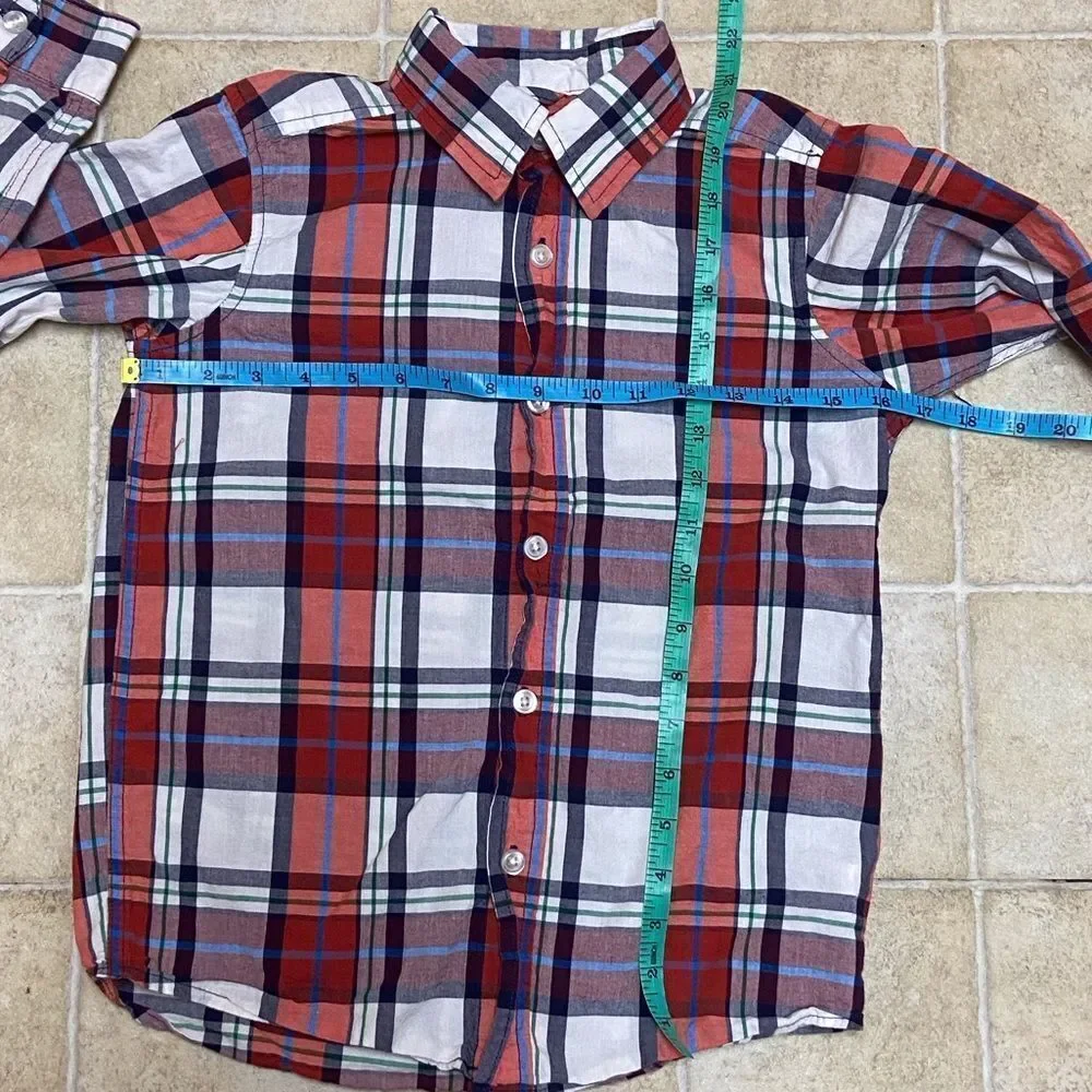 Place Kids Red and Blue Plaid Button Down Shirt Size M 5/8